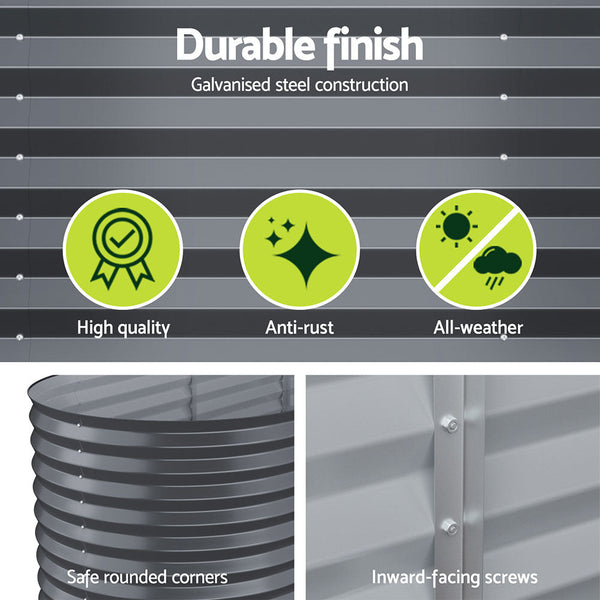 Green Fingers 2X Raised Garden Bed 320X80x56cm Oval Planter Box Raised Garden Beds