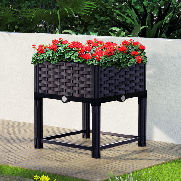 Green Fingers Garden Bed 40X40x23cm Pp Planter Box Raised Container Growing Herb Raised Garden Beds