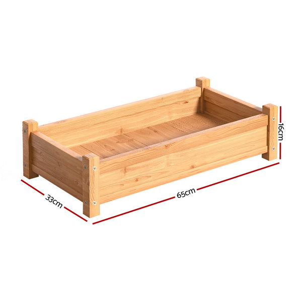 Green Fingers Garden Bed 65X33x16cm Wooden Planter Box Raised Container Growing Raised Garden Beds