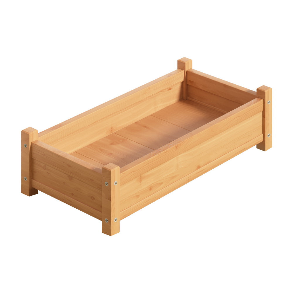 Green Fingers Garden Bed 65X33x16cm Wooden Planter Box Raised Container Growing Raised Garden Beds