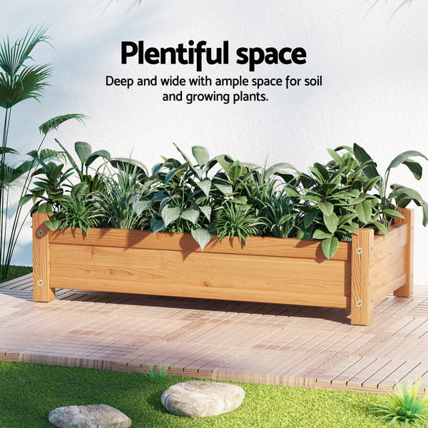 Green Fingers Garden Bed 65X33x16cm Wooden Planter Box Raised Container Growing Raised Garden Beds