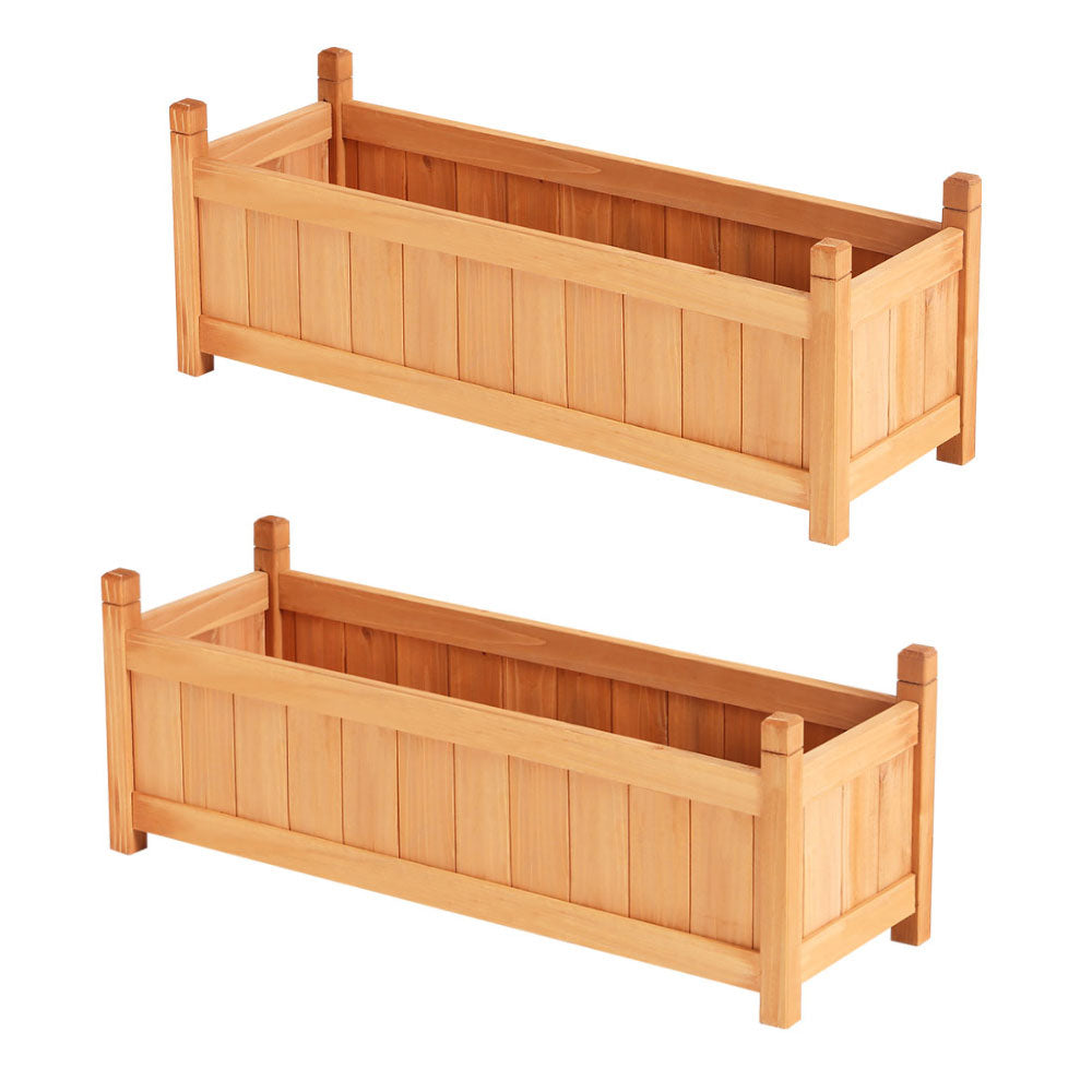 Green Fingers 2X Raised Garden Bed 90X30x33cm Planter Box Container Growing Raised Garden Beds