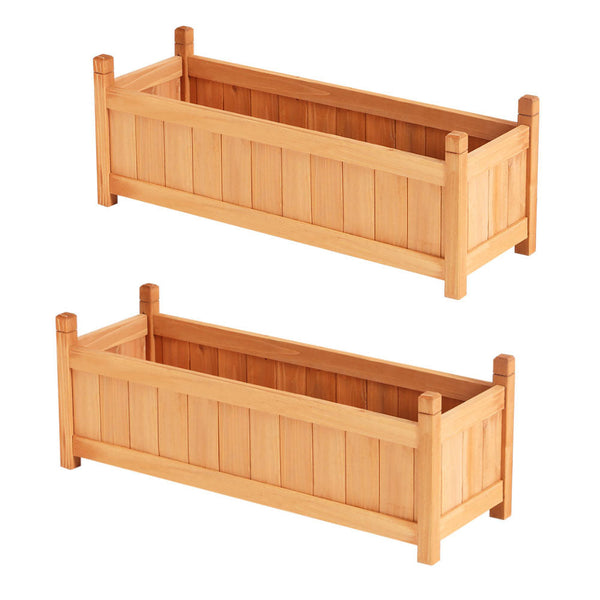 Green Fingers 2X Raised Garden Bed 90X30x33cm Planter Box Container Growing Raised Garden Beds