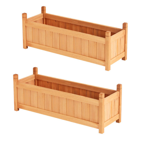 Green Fingers 2X Raised Garden Bed 90X30x33cm Planter Box Container Growing Raised Garden Beds