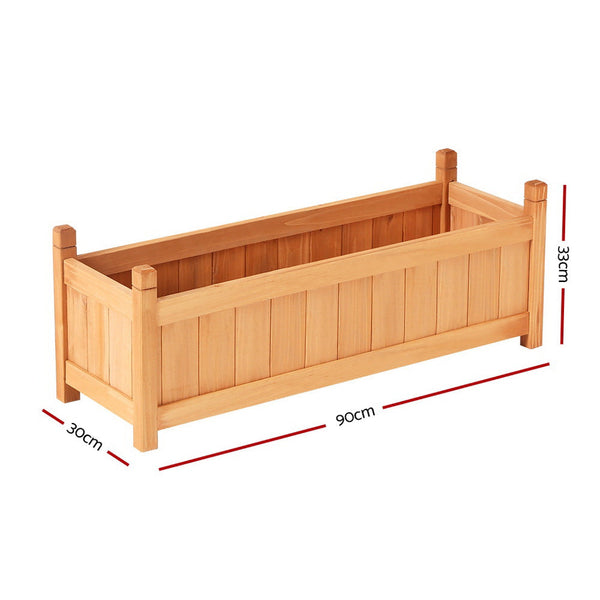 Green Fingers 2X Raised Garden Bed 90X30x33cm Planter Box Container Growing Raised Garden Beds
