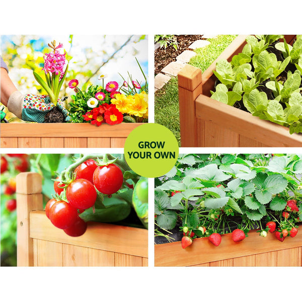 Green Fingers 2X Raised Garden Bed 90X30x33cm Planter Box Container Growing Raised Garden Beds