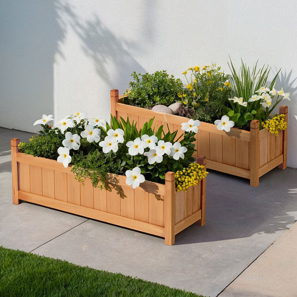 Green Fingers 2X Raised Garden Bed 90X30x33cm Planter Box Container Growing Raised Garden Beds