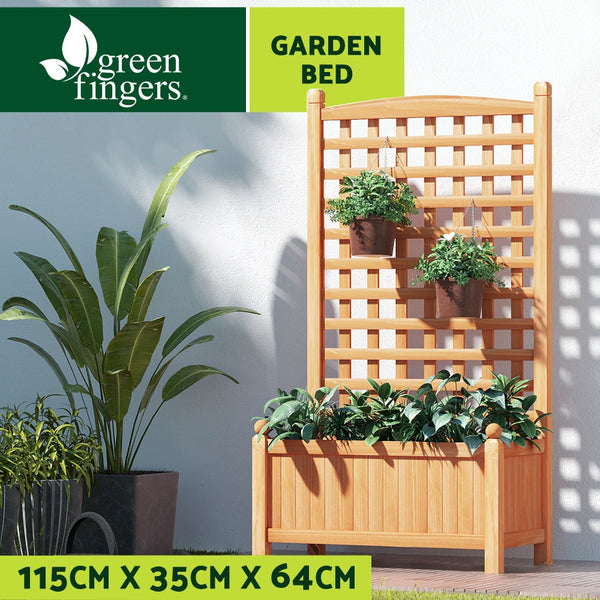 Green Fingers Garden Bed Wooden 64X35x115cm Planter Raised Box Container Trellis Raised Garden Beds
