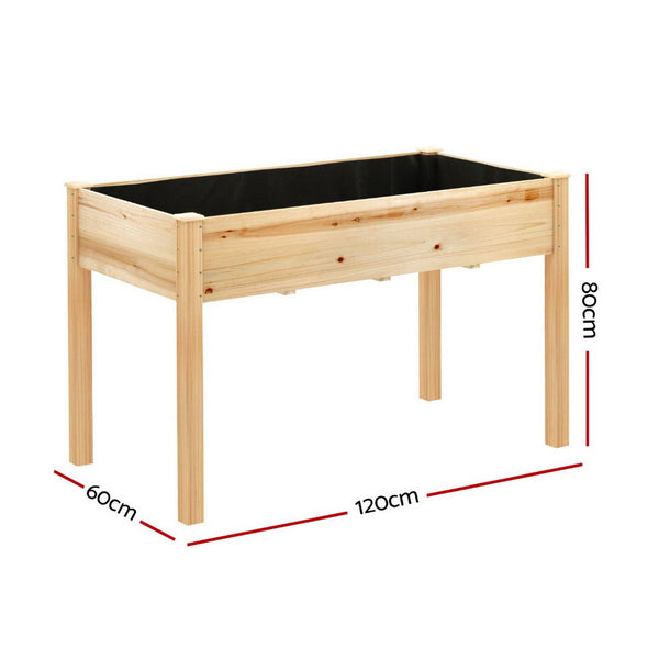 Green Fingers Raised Garden Bed 2X Elevated 120X60x80cm Wooden Planter Box Container Raised Garden Beds