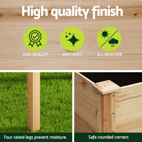 Green Fingers Raised Garden Bed 2X Elevated 120X60x80cm Wooden Planter Box Container Raised Garden Beds