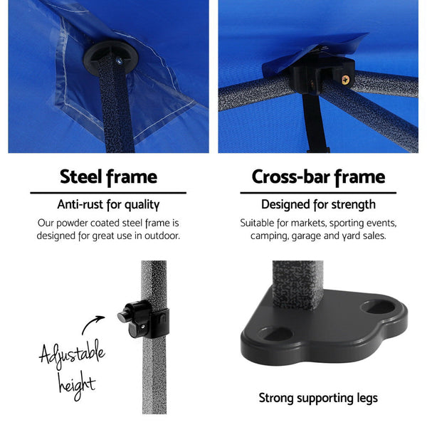 Instahut Gazebo 3X4.5 Pop Up Marquee Folding Tent Wedding Gazebos Camping Outdoor Shade Canopy Blue Marquees