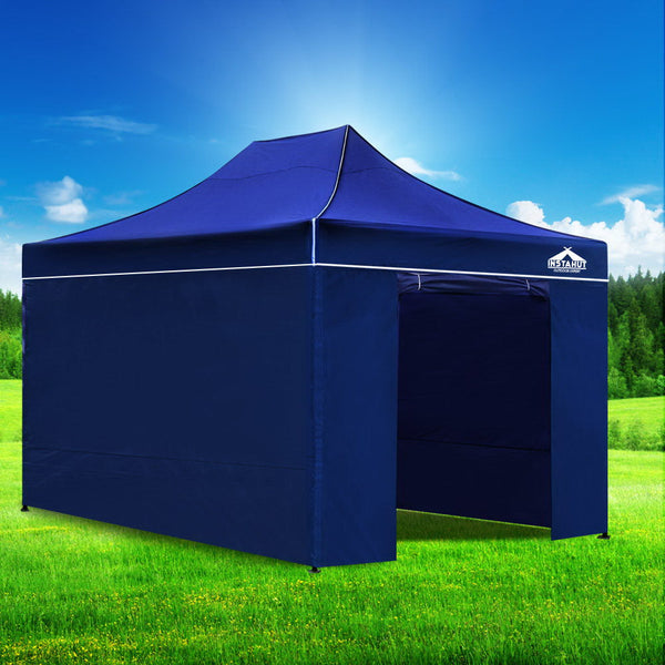 Instahut Gazebo 3X4.5 Pop Up Marquee Folding Tent Wedding Gazebos Camping Outdoor Shade Canopy Blue Marquees