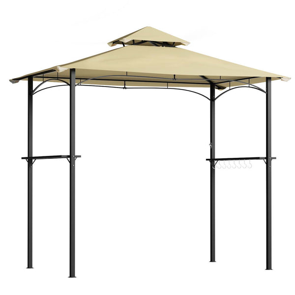 Gazebo Outdoor Patio Marquee Bbq Grill Shelter Garden Shade Hooks Beige Marquees