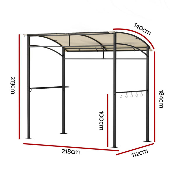 Instahut Gazebo Outdoor Bbq Grill Patio Garden Marquee Shade Shelter Shelf Hooks Beige Marquees