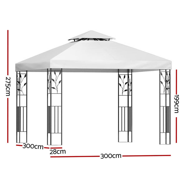 Instahut Gazebo 3X3m Marquee Outdoor Wedding Party Event Tent Home Iron Art Shade White Marquees