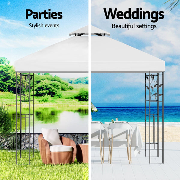 Instahut Gazebo 3X3m Marquee Outdoor Wedding Party Event Tent Home Iron Art Shade White Marquees