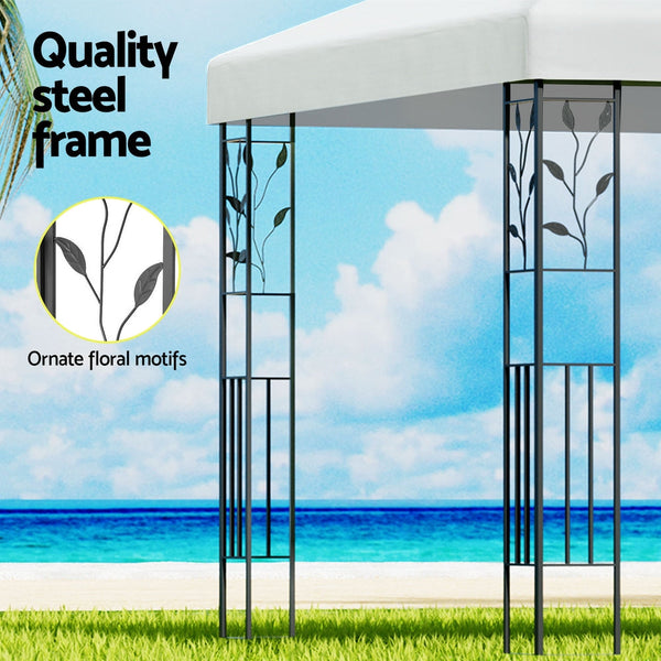 Instahut Gazebo 3X3m Marquee Outdoor Wedding Party Event Tent Home Iron Art Shade White Marquees