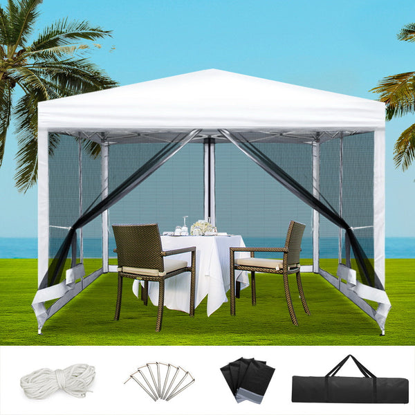 Oxford Fabric Gazebo Pop Up Adjustable Height Outdoor Marquee Canopy White Marquees