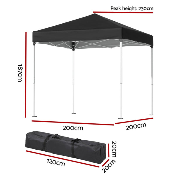 Instahut Gazebo 2X2m Outdoor Patio Garden Marquee Shade Black Marquees