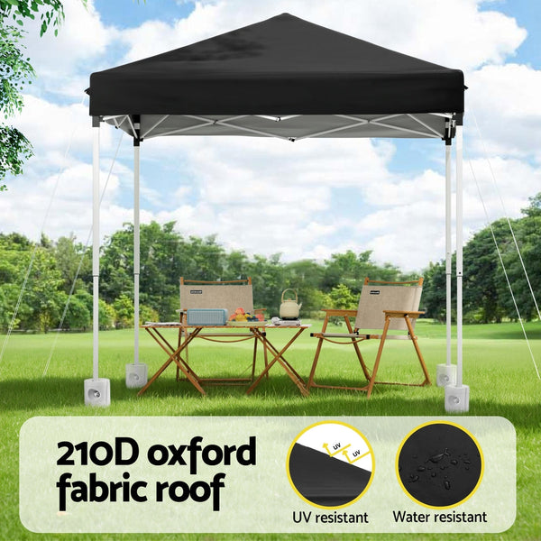 Instahut Gazebo 2X2m Outdoor Patio Garden Marquee Shade W/ Base Pods Black Marquees