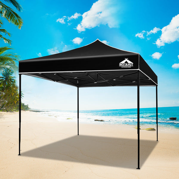 Instahut Gazebo Pop Up Marquee 3X3m Folding Tent Wedding Outdoor Camping Canopy Gazebos Shade Black Marquees