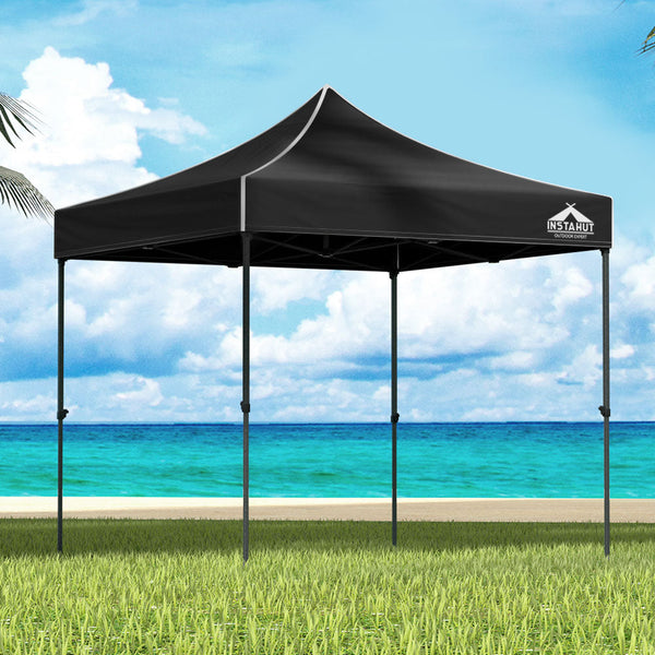 Instahut Gazebo Pop Up Marquee 3X3m Folding Tent Wedding Outdoor Camping Canopy Gazebos Shade Black Marquees