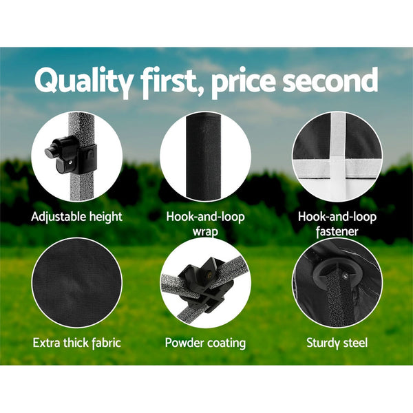 Instahut Gazebo Pop Up Marquee 3X3 Folding 500D Wedding Tent Base Pod Black Marquees