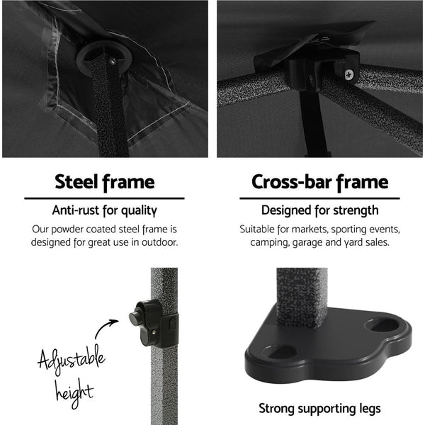 500D Oxford Fabric Pop Up Gazebo With Base Pods Outdoor Marquee Shade Shelter Marquees