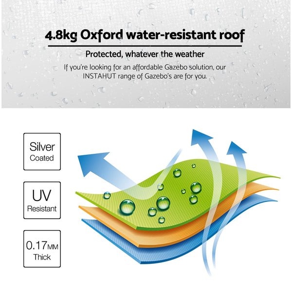 Instahut Gazebo Pop Up Marquee 3X4.5 Folding Tent 500D Oxford Fabric White Marquees