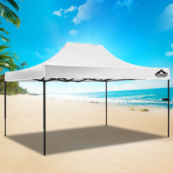 Instahut Gazebo Pop Up Marquee 3X4.5 Folding Tent 500D Oxford Fabric White Marquees