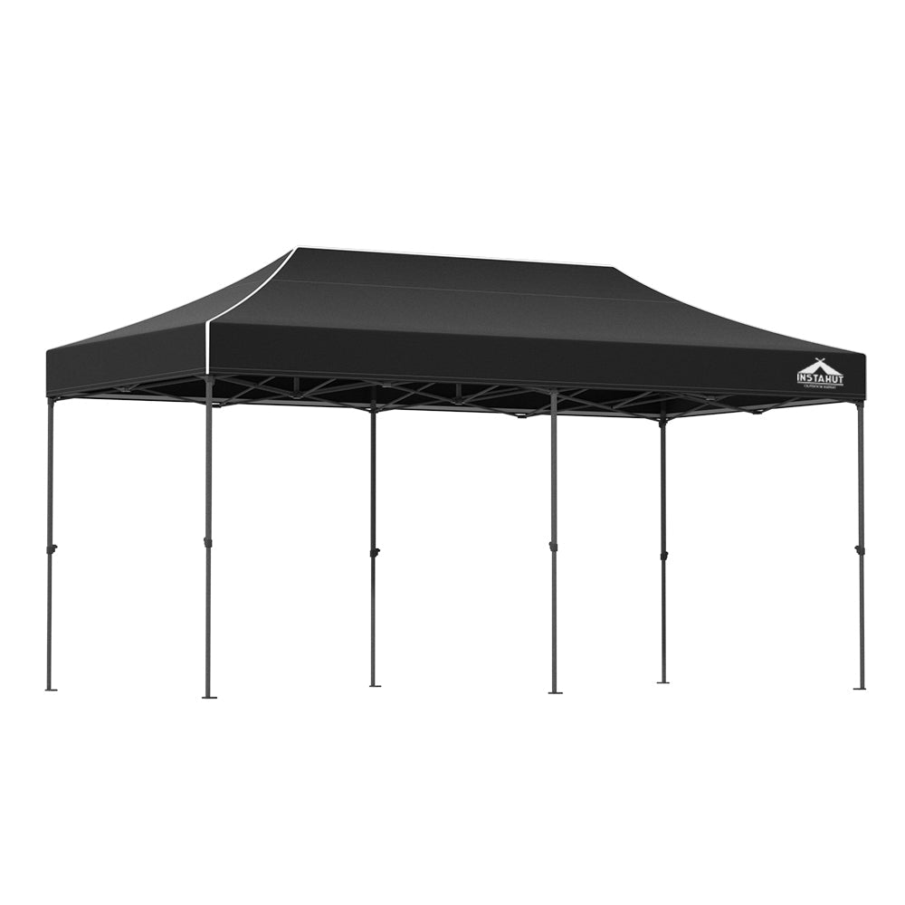 Instahut Gazebo Pop Up Marquee 3X6 Folding Tent Wedding 500D Camping Black Marquees