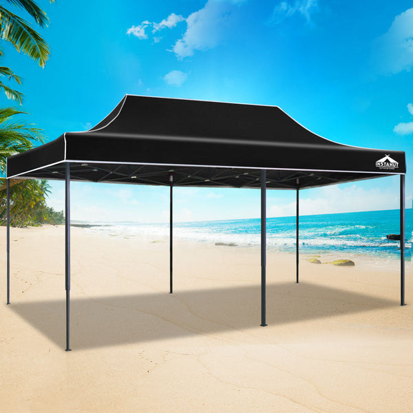 Instahut Gazebo Pop Up Marquee 3X6 Folding Tent Wedding 500D Camping Black Marquees