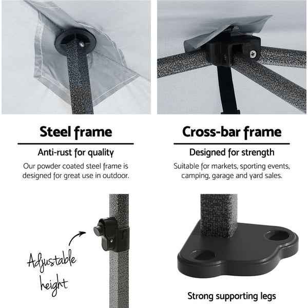 Instahut Gazebo Pop Up Marquee 3X6 Folding Tent Wedding 500D Oxford Fabric White Marquees