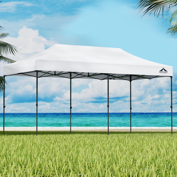 Instahut Gazebo Pop Up Marquee 3X6 Folding Tent Wedding 500D Oxford Fabric White Marquees