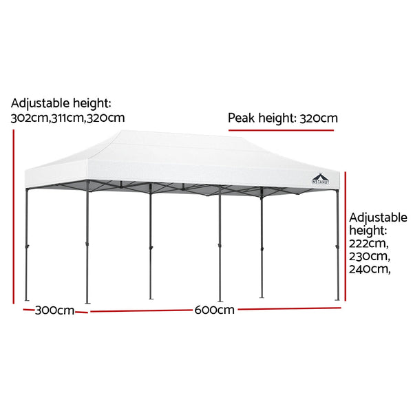 Instahut Gazebo Pop Up Marquee 3X6 Folding 500D Wedding Tent Base Pod White Marquees