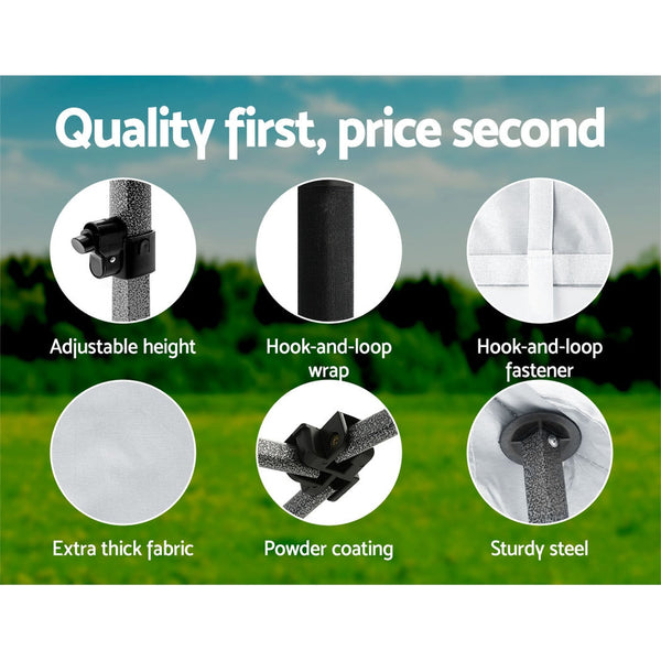 Instahut Gazebo Pop Up Marquee 3X6 Folding 500D Wedding Tent Base Pod White Marquees