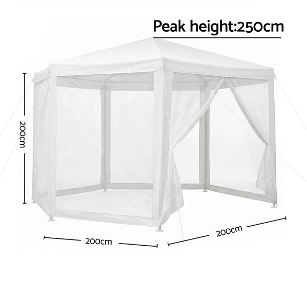 Instahut 2X2m White Gazebo Tent With Mesh Walls For Parties & Events Gazebos & Pergolas