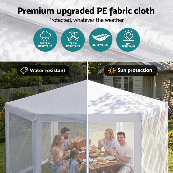 Instahut 2X2m White Gazebo Tent With Mesh Walls For Parties & Events Gazebos & Pergolas