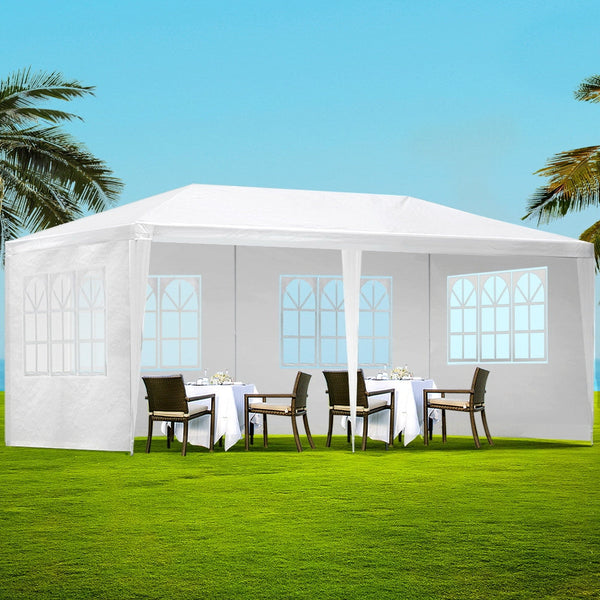 Instahut Gazebo 3X6m Marquee Wedding Party Tent Outdoor Camping Side Wall Canopy 4 Panel White Marquees