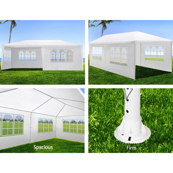 Instahut Gazebo 3X6m Marquee Wedding Party Tent Outdoor Camping Side Wall Canopy 4 Panel White Marquees