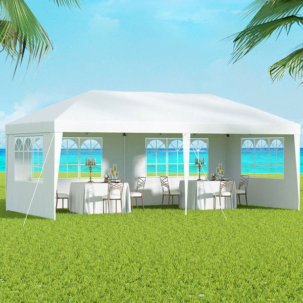 Instahut Gazebo Pop Up Marquee 3X6m Wedding Party Outdoor Camping Tent Canopy Side Wall White Marquees