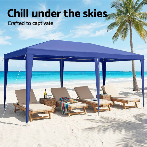 Instahut 3X6m Blue Wedding Party Gazebo Tent Outdoor Event Canopy Gazebos & Pergolas