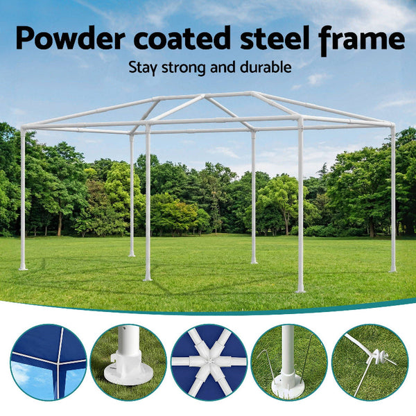 Instahut 3X6m Blue Wedding Party Gazebo Tent Outdoor Event Canopy Gazebos & Pergolas