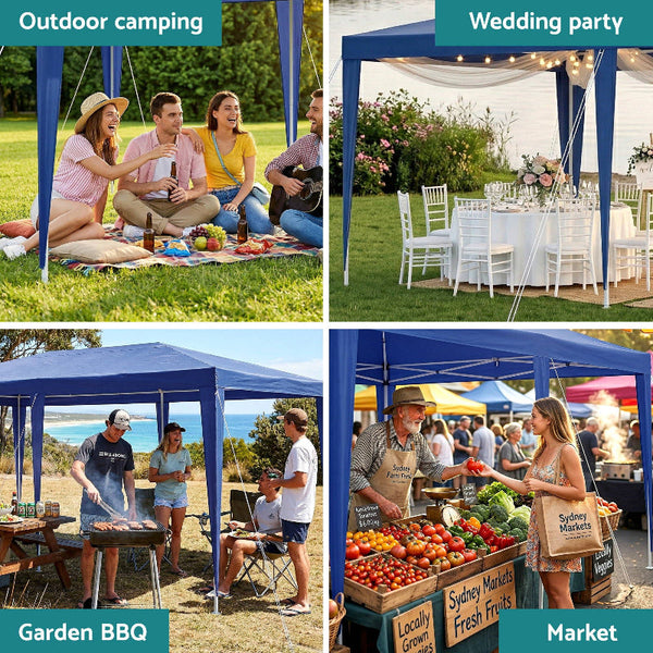 Instahut 3X6m Blue Wedding Party Gazebo Tent Outdoor Event Canopy Gazebos & Pergolas