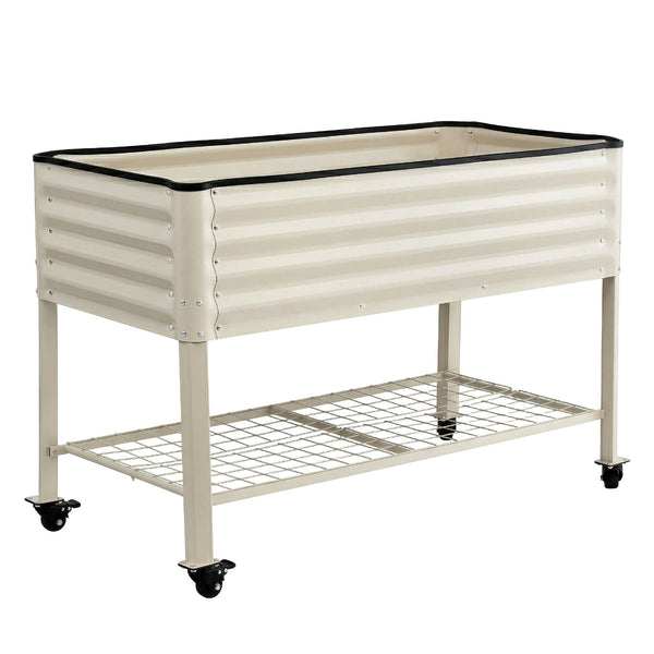 Mobile Raised Garden Bed With Wheels & Storage Shelf White 115Cm Raised Garden Beds