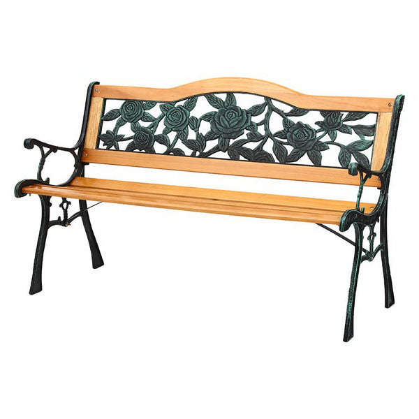 Gardeon Outdoor Garden Bench Seat 126Cm Wooden Cast Iron 3 Seater Patio Furniture Patio Furniture Sets