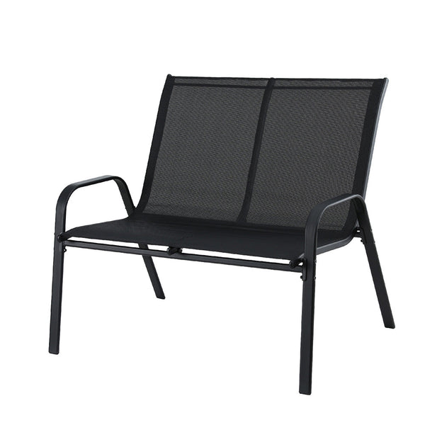 Gardeon Garden Bench Seat Steel Outdoor Patio Park Lounge Backyard Chair Black Patio Furniture Sets