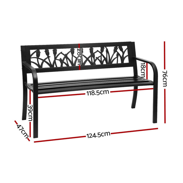 Gardeon Steel Garden Bench Two Seater Outdoor Furniture For Patio And Yard Patio Benches