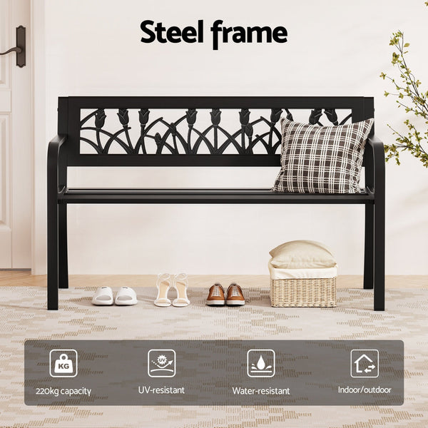 Gardeon Steel Garden Bench Two Seater Outdoor Furniture For Patio And Yard Patio Benches