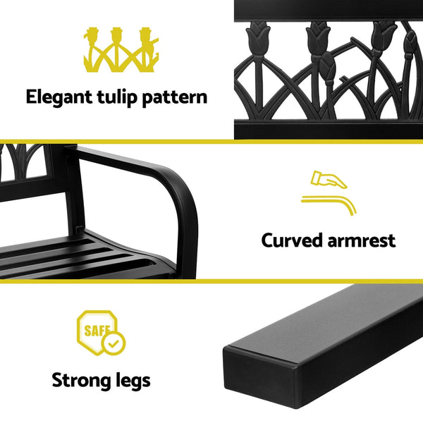 Gardeon Steel Garden Bench Two Seater Outdoor Furniture For Patio And Yard Patio Benches